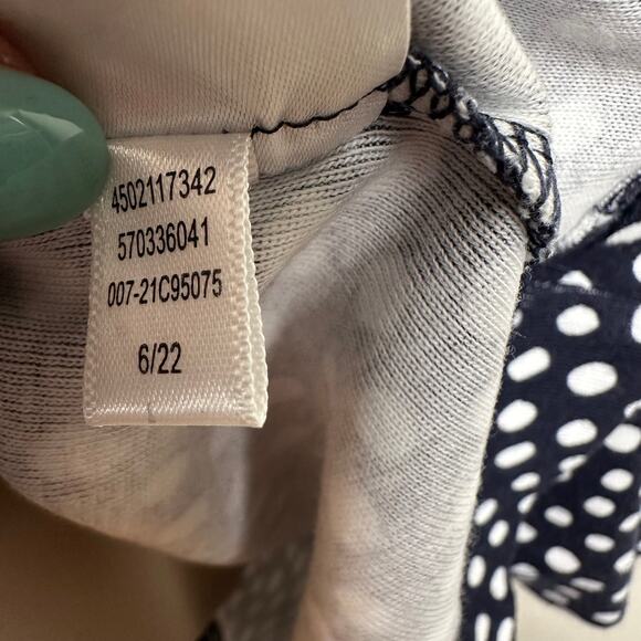 Chico's Polka Dot Everyday 3/4 Sleeve Tee Top Navy White Chico 3 US XL Nautical - Picture 9 of 10